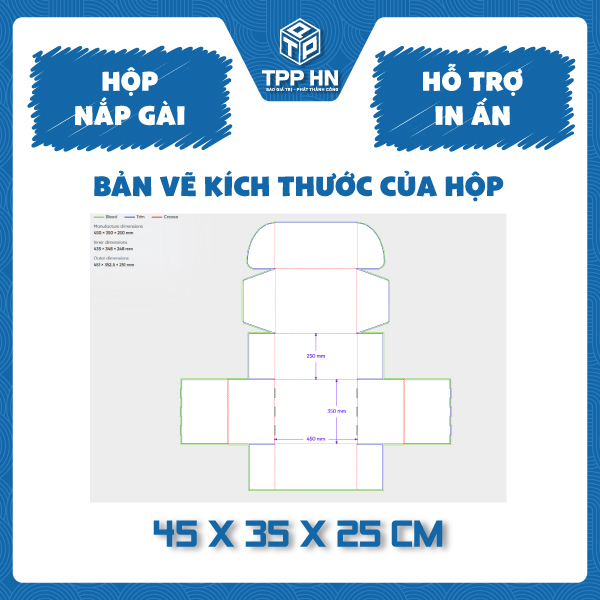 Hộp Nắp Gài 45x35x25